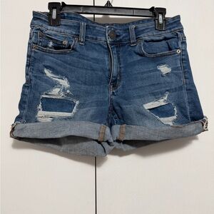 American Eagle Outfitters Dark Blue Ripped Jean Shorts